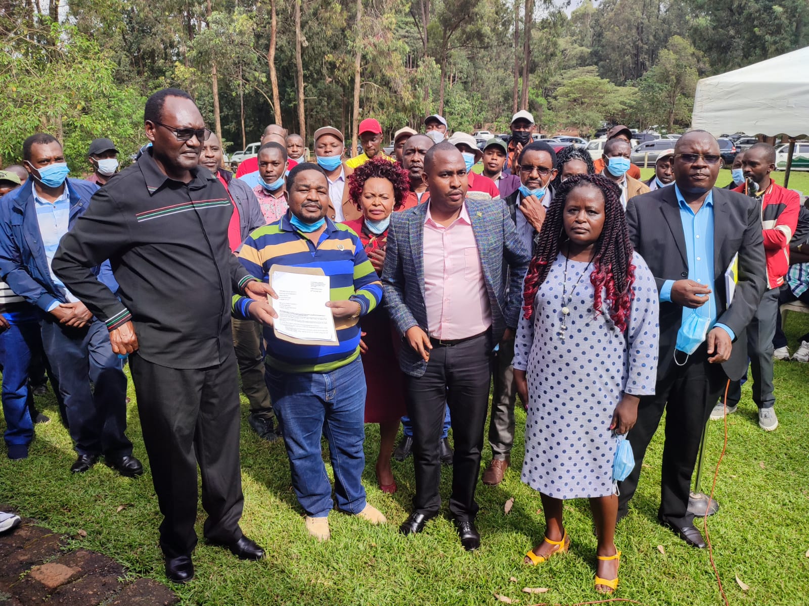 Dr Chris kiptoo, PS Environment, the Chief Conservator of Forests Mr Julius Kamau, Chairman-Forest Value Chain Association of Kenya Mr Sammy Makau, the Organising Secretary Madam Poline Wangari, Members of the Multi-Agency Team, Representatives from the AG's office and FOVACk leaders from various counties.
